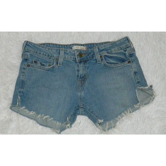 Levi 545 Shorts Women's Cutoff Distressed Blue Jeans Size 28 - Picture 5 of 10